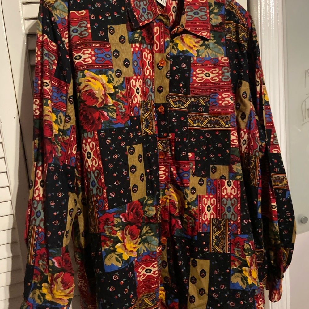 Vintage Jacque and KoKo Patchwork Button Up Shirt size 14/16